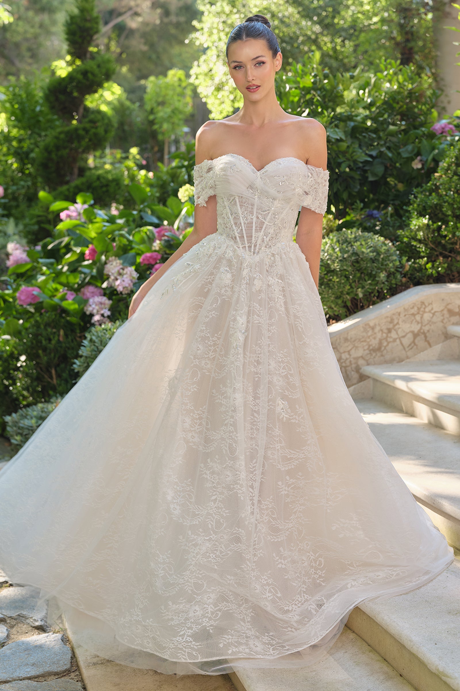 Lace Off Shoulder Bridal Gown by Ladivine WL090