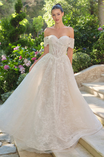 Lace Off Shoulder Bridal Gown by Ladivine WL090