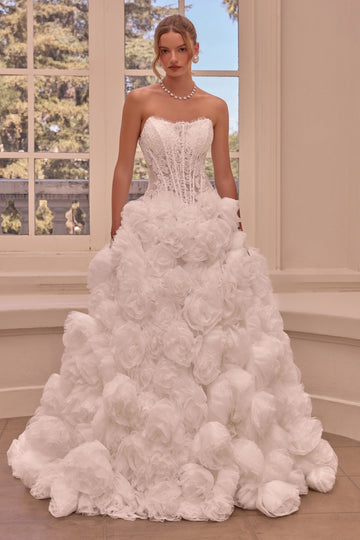 Lace Strapless Rosette Bridal Gown | Ladivine WL092