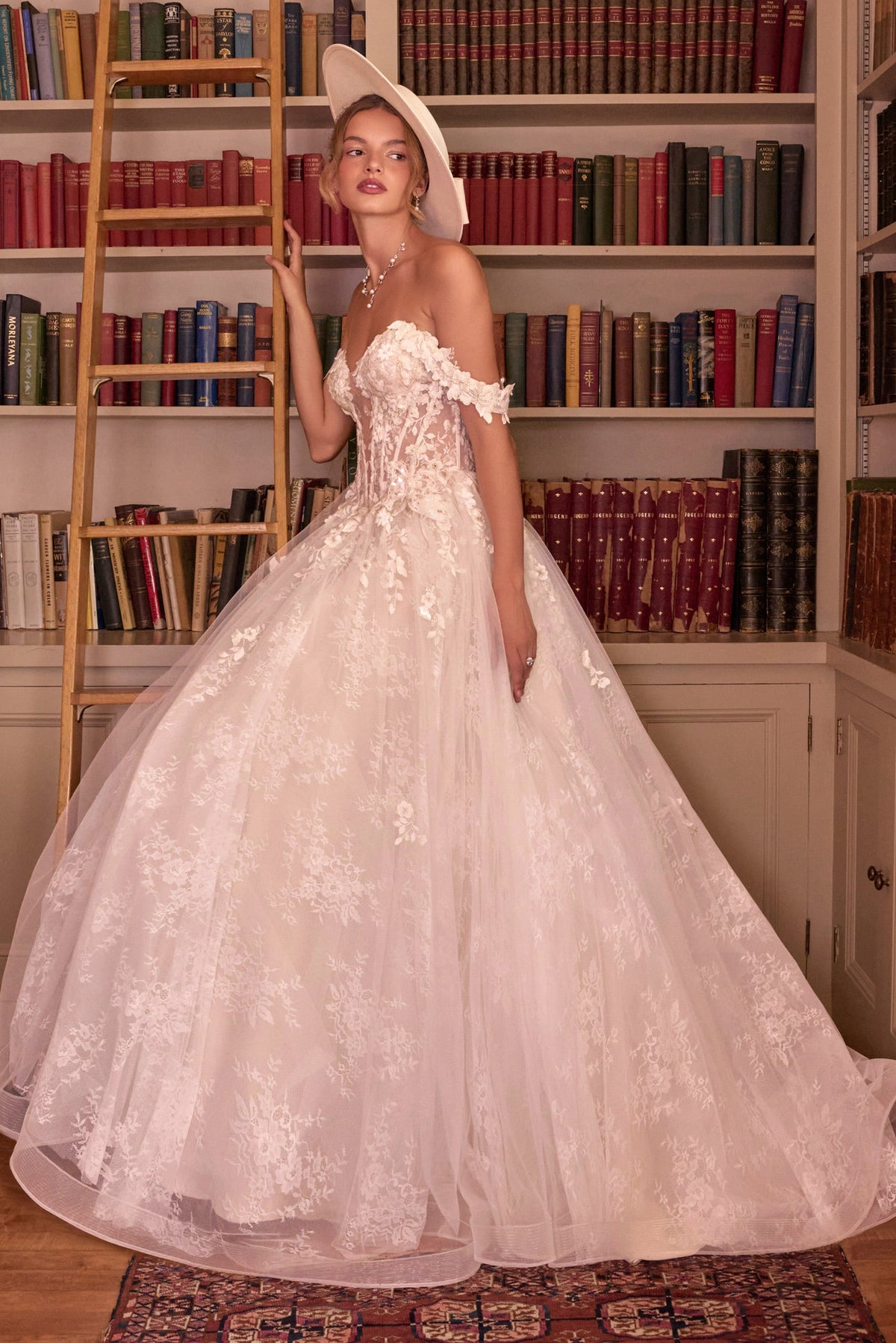 3D Floral Off-the-Shoulder Bridal Gown | Ladivine WL093