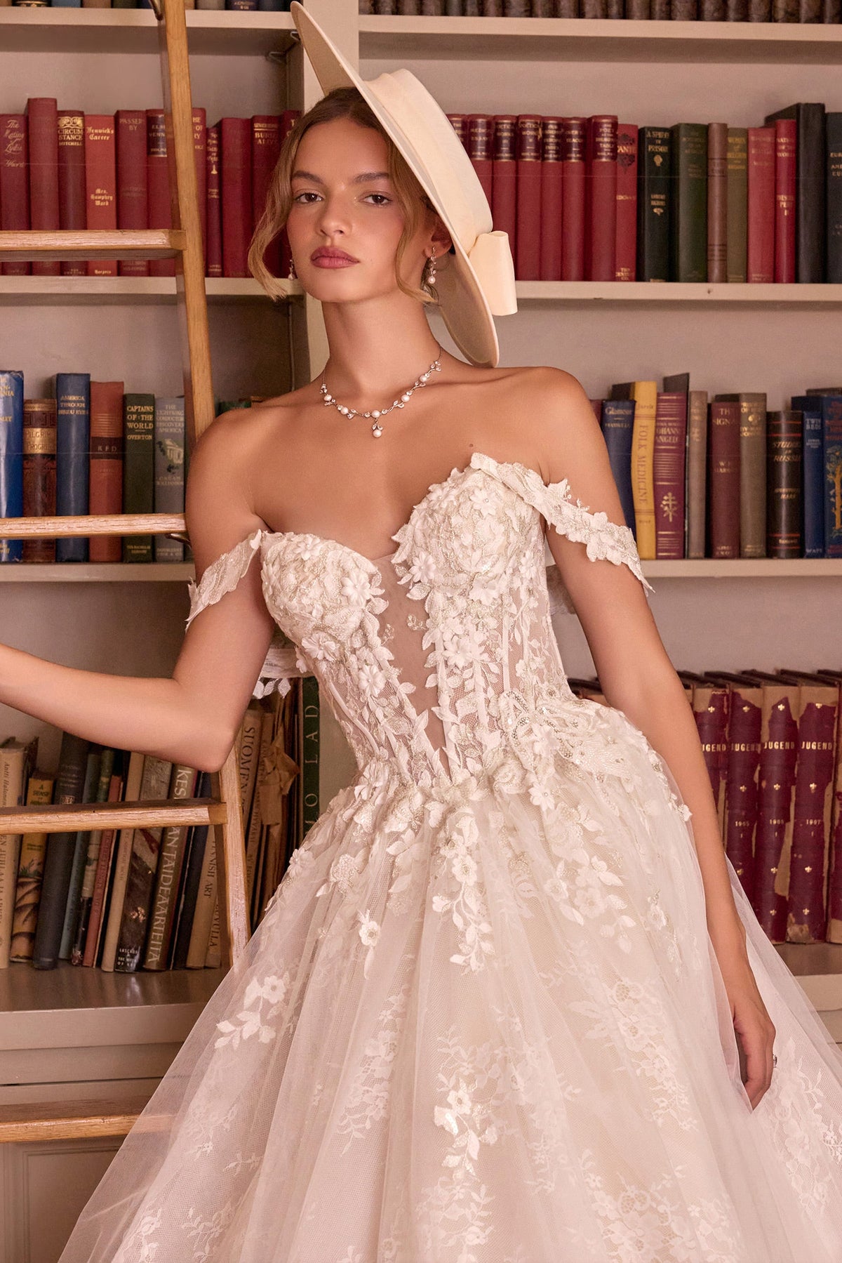 3D Floral Off-the-Shoulder Bridal Gown | Ladivine WL093