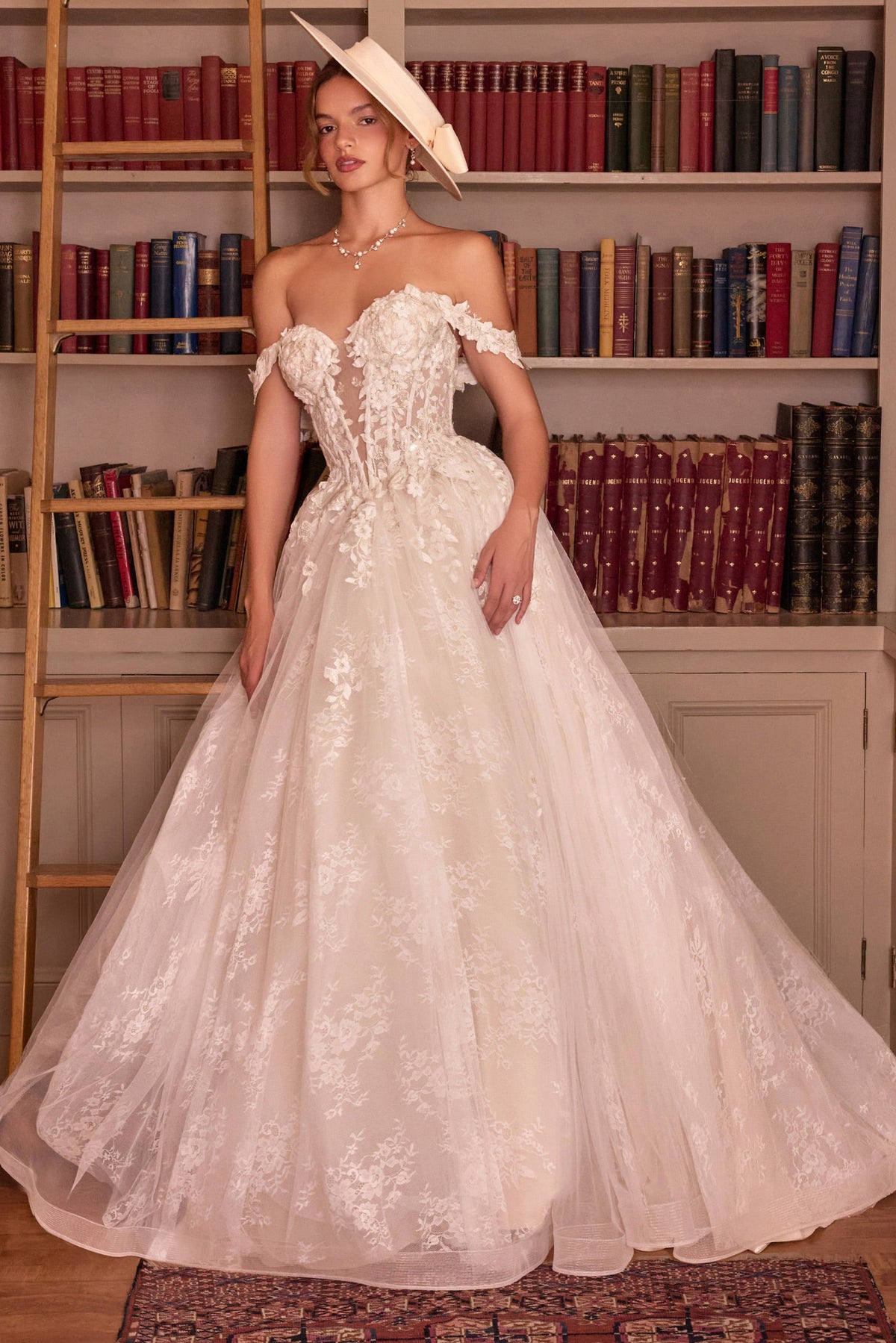 3D Floral Off-the-Shoulder Bridal Gown | Ladivine WL093