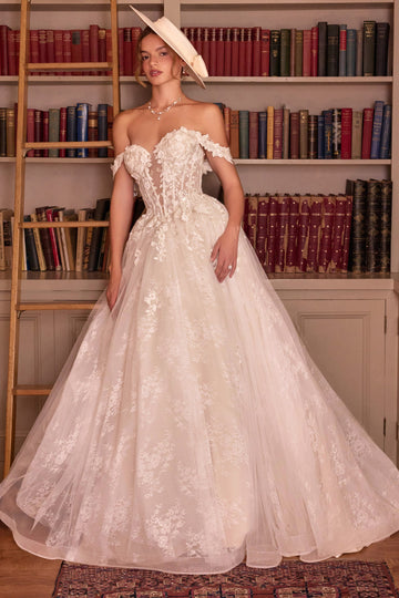 3D Floral Off-the-Shoulder Bridal Gown | Ladivine WL093