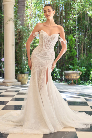 Fitted Off Shoulder Bridal Gown by Ladivine WL099