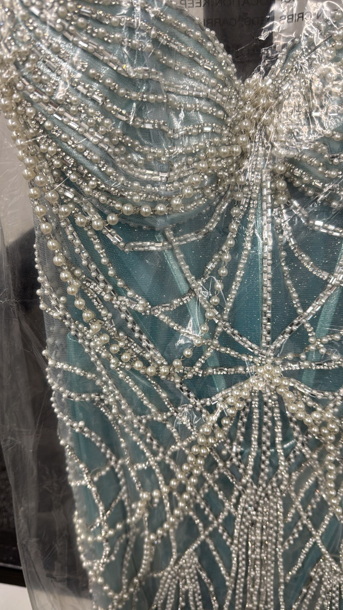 Pearl Beaded Sleeveless Gown by Ladivine CD764 Cinderella Divine