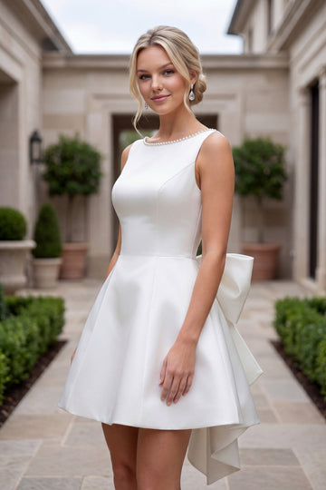 White Short Sleeveless Evening Dress | Nox Anabel Y7001W