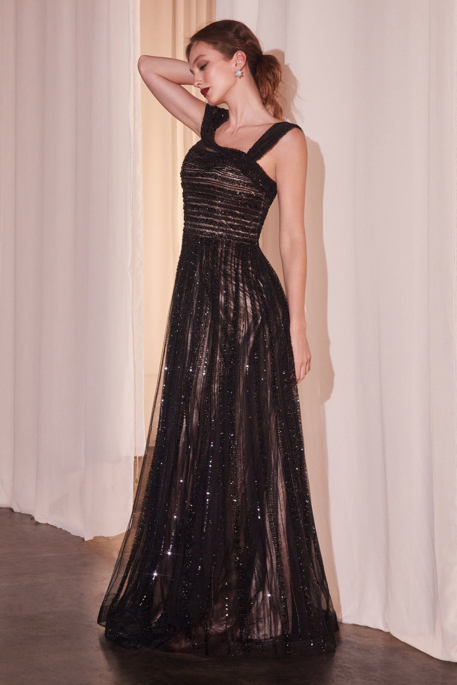 Beaded Off Shoulder A-line Gown by Ladivine CD0238