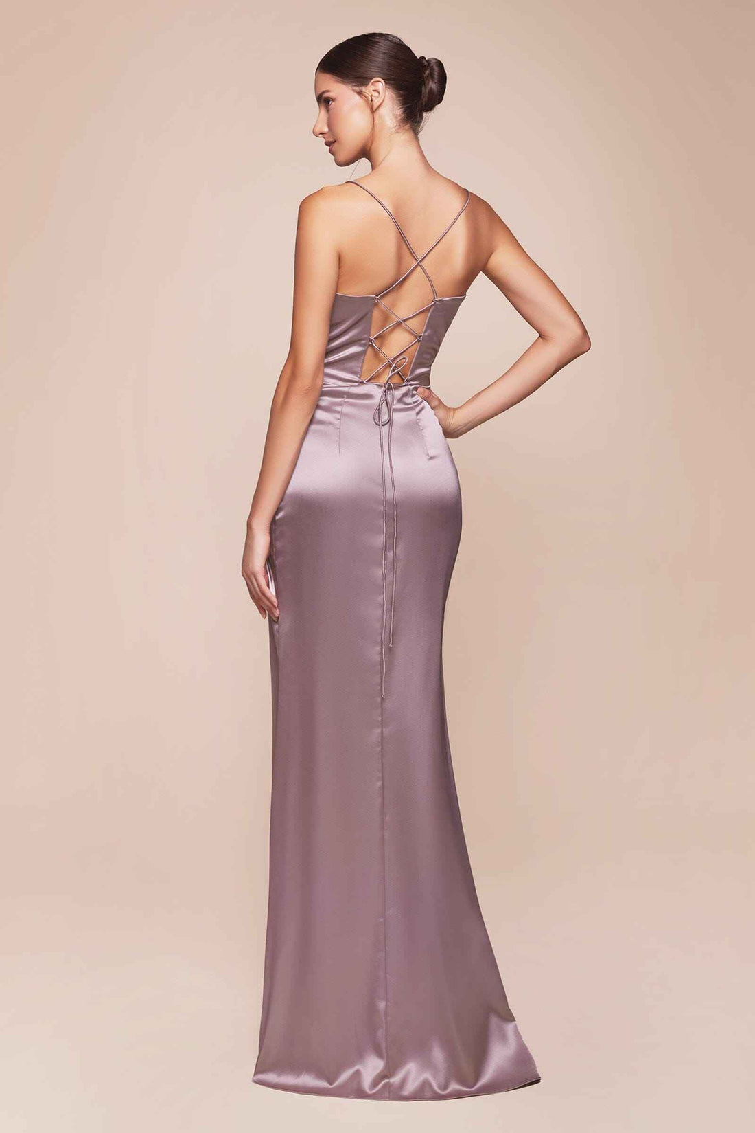 Corset Cowl Satin Gown by Cinderella Divine 7483
