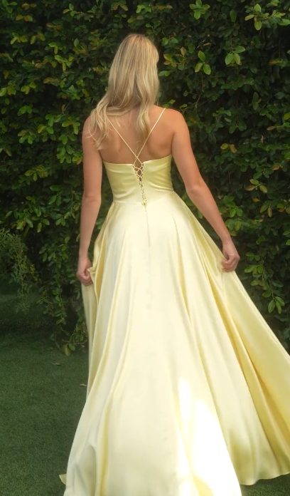 Satin Cowl A-line Slit Gown by Ladivine 7481 Cinderella Divine