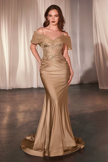 Fitted Applique em cetim Corset Gown | Ladivine