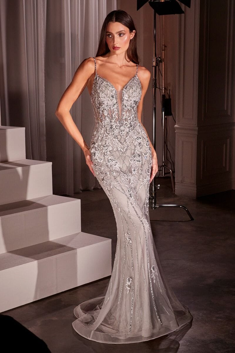 Fitted Applique Sleeveless Gown | Ladivine by Cinderella Divine - Style LACD795