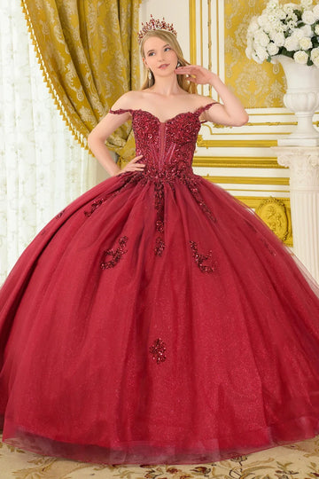 Beaded Off-the-Shoulder Ball Formal Gown | Elizabeth K GL3712