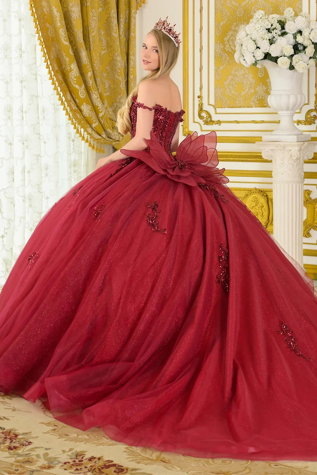 Beaded Off-the-Shoulder Ball Formal Gown | Elizabeth K GL3712