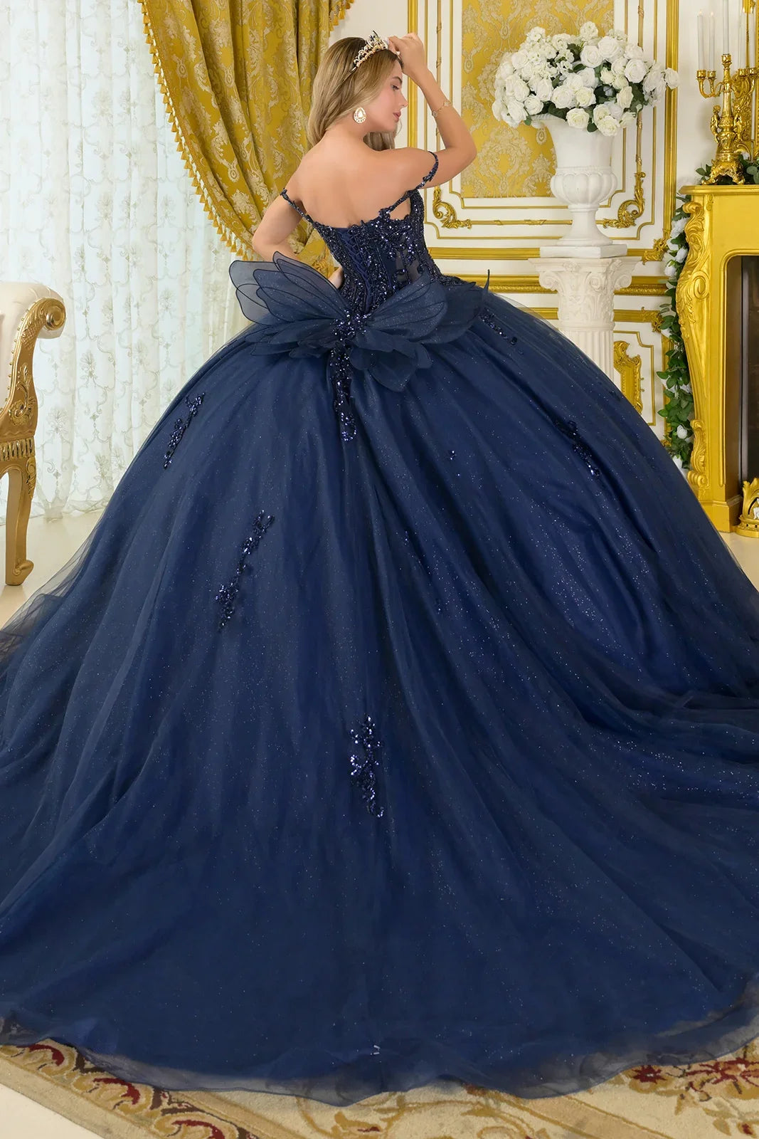 Beaded Off-the-Shoulder Ball Formal Gown | Elizabeth K GL3712