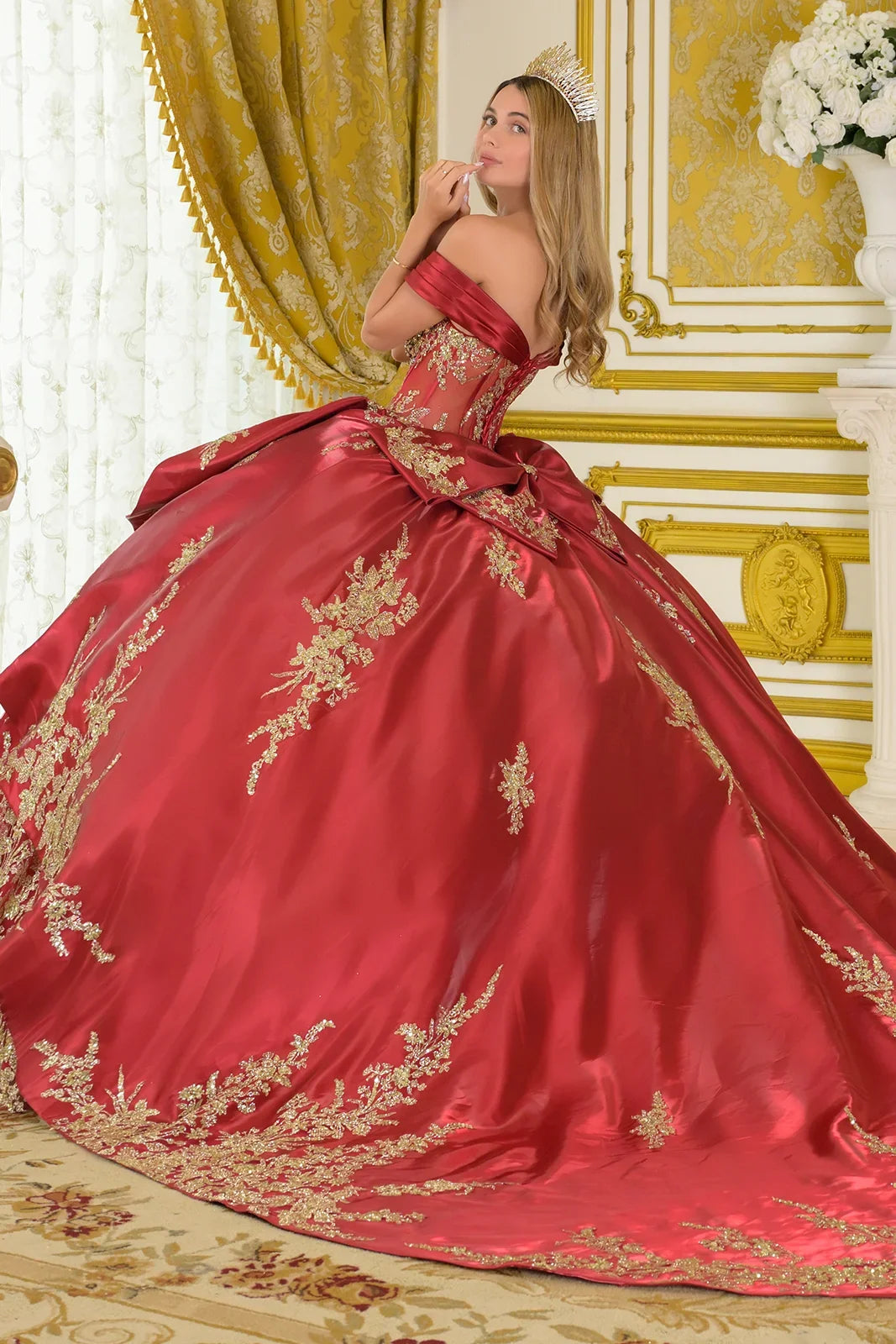 Beaded Off-the-Shoulder Ball Formal Gown | Elizabeth K GL3791