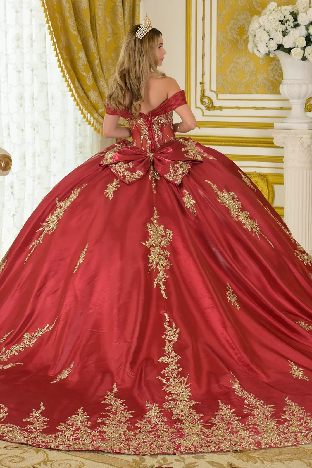 Beaded Off-the-Shoulder Ball Formal Gown | Elizabeth K GL3791