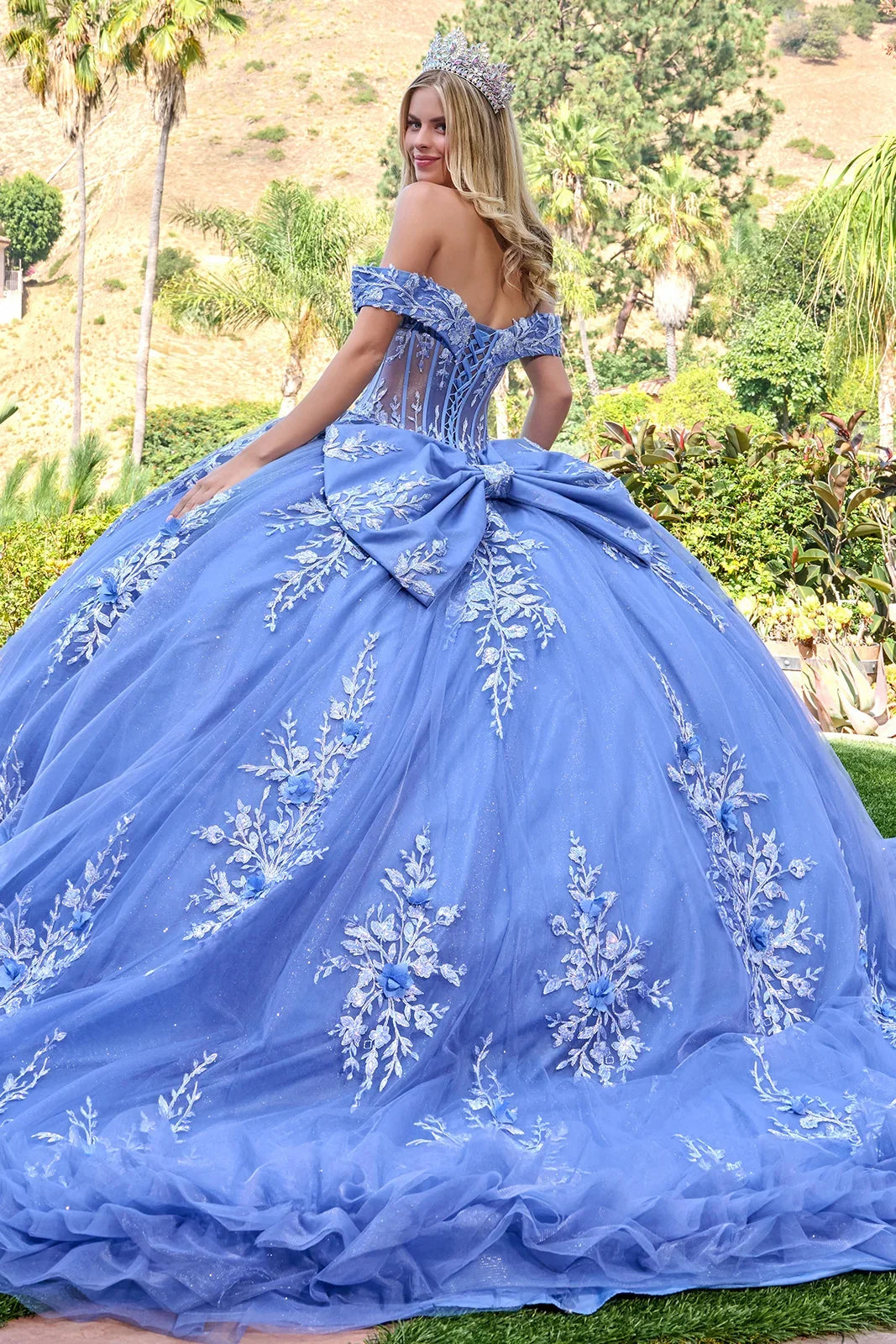 Off-the-Shoulder Ruffled Ball Formal Gown | Elizabeth K GL3812