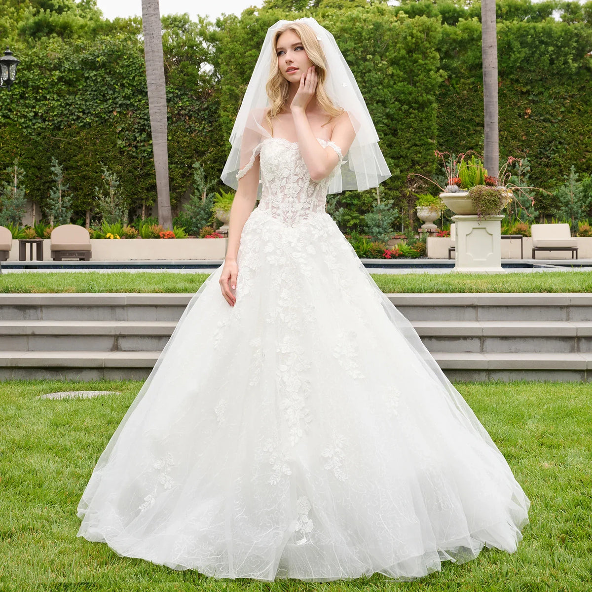 Off-the-Shoulder A-Line Bridal Formal Gown | Elizabeth K GL3839