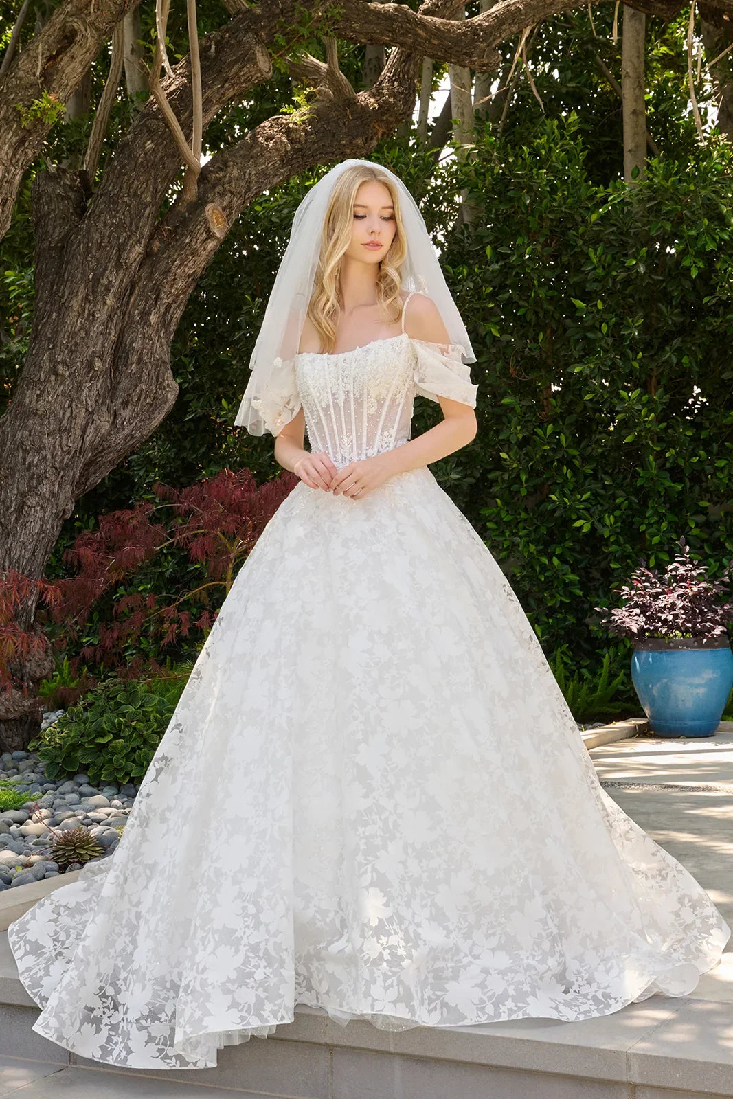 Cold Shoulder A-Line Bridal Gown | Elizabeth K GL3840
