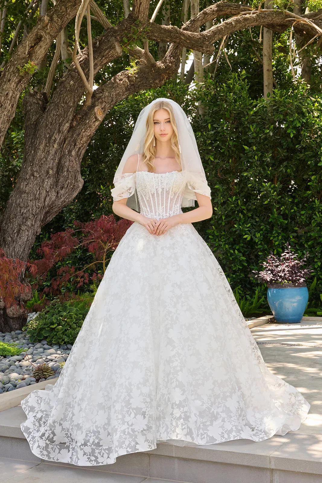 Cold Shoulder A-Line Bridal Gown | Elizabeth K GL3840