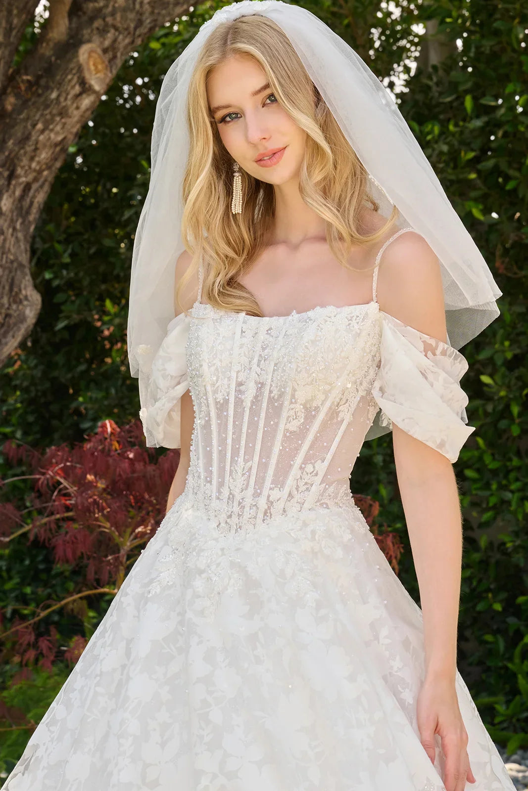 Cold Shoulder A-Line Bridal Gown | Elizabeth K GL3840
