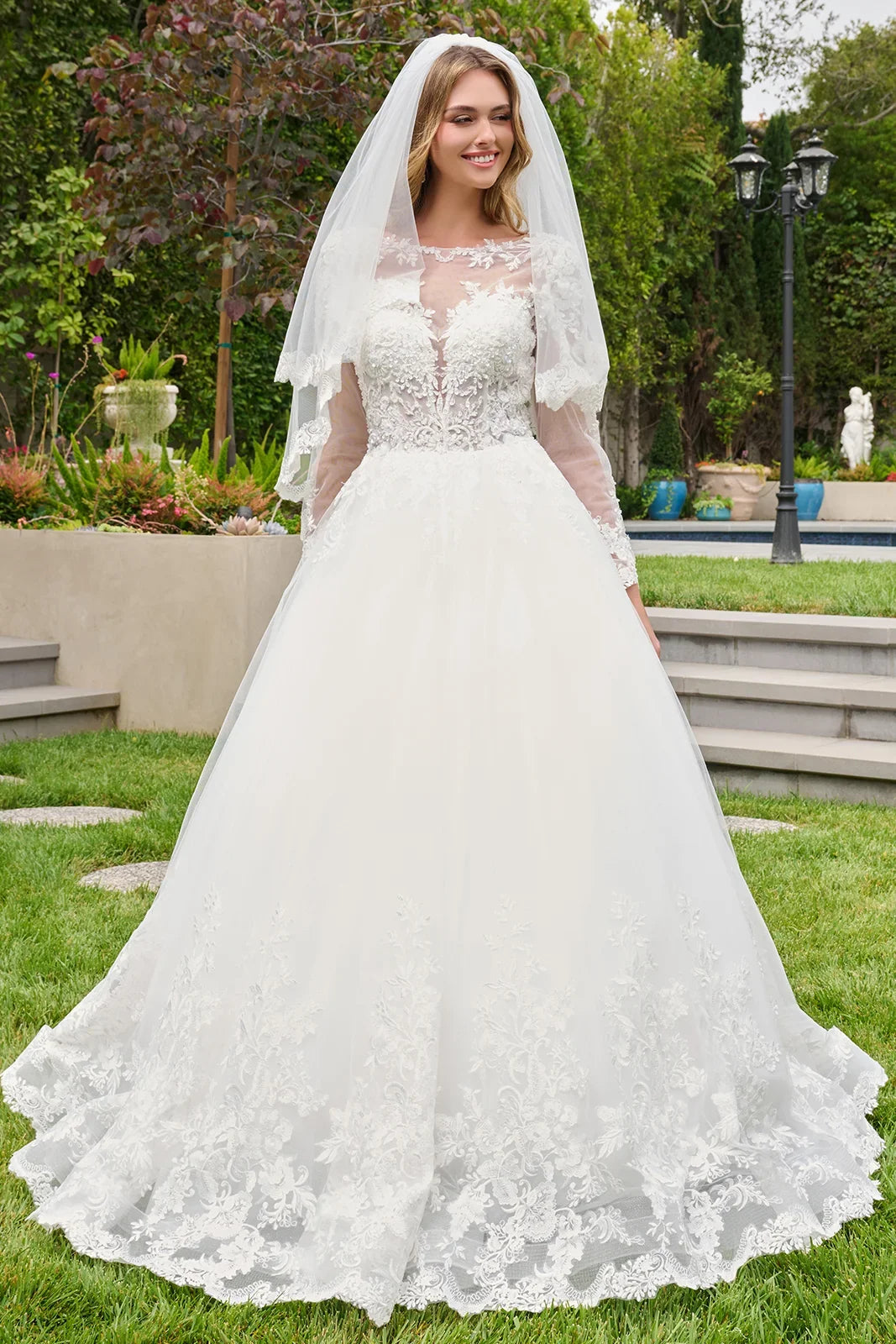 Long-Sleeve A-Line Bridal Formal Gown | Elizabeth K GL3843