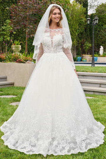Long-Sleeve A-Line Bridal Formal Gown | Elizabeth K GL3843