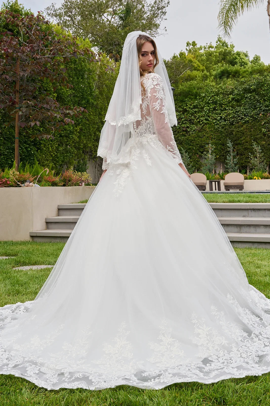 Long-Sleeve A-Line Bridal Formal Gown | Elizabeth K GL3843