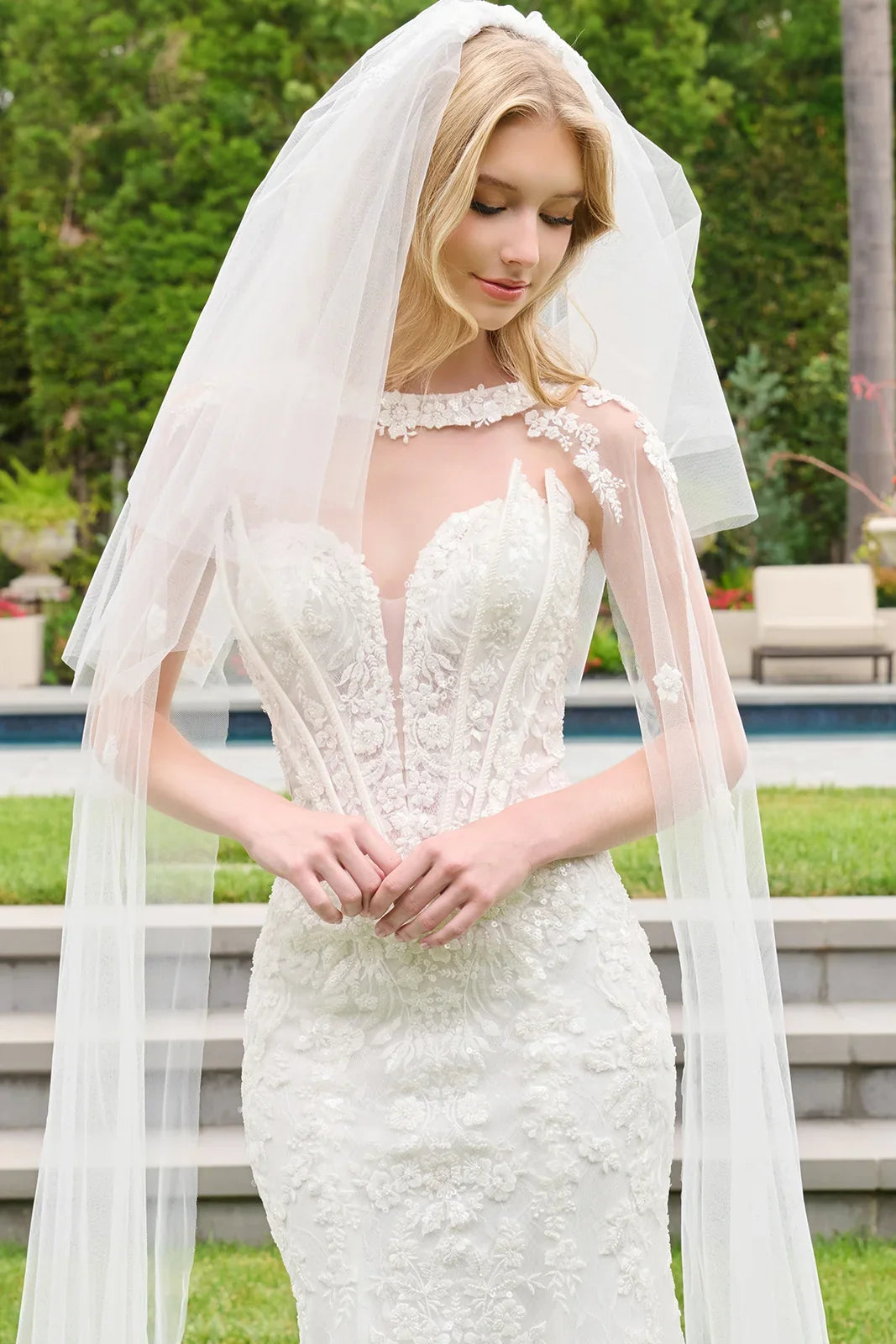 Strapless Cape Sleeve Bridal Gown | Elizabeth K GL3844