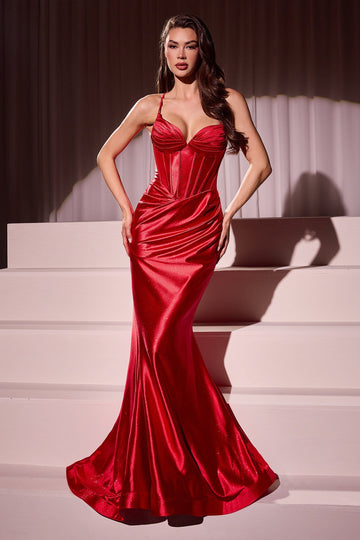 com glitter em cetim Fitted Sleeveless Gown | Ladivine