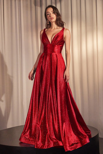 mit Glitzer aus Satin Sleeveless A-Line Gown | Ladivine