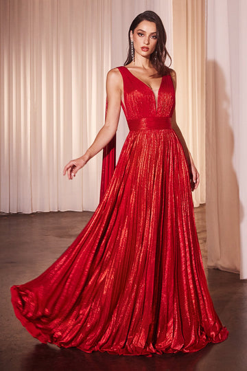 Metallic Pleated A-Line Gown | Ladivine