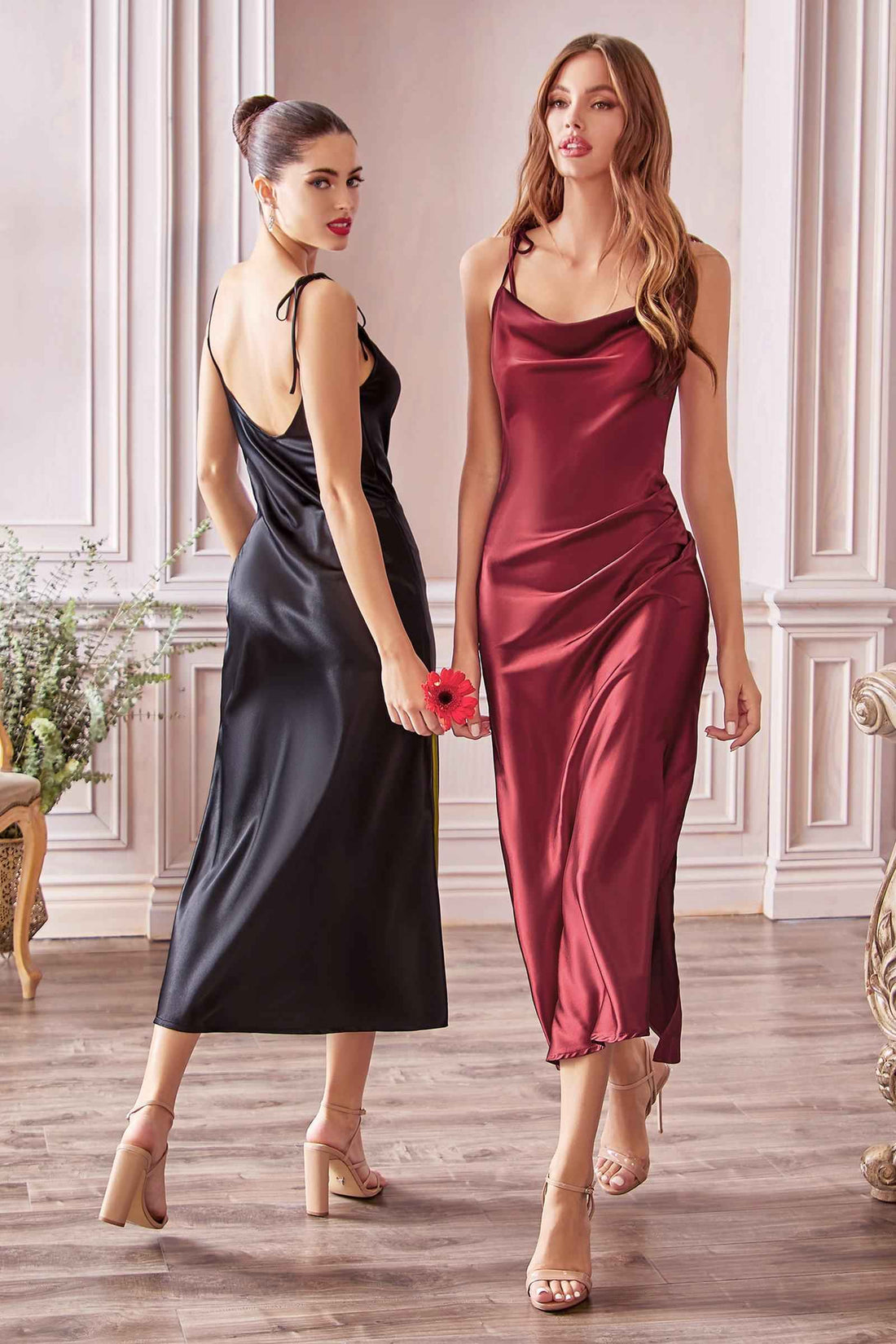 Satin Midi Dress by Cinderella Divine BD103