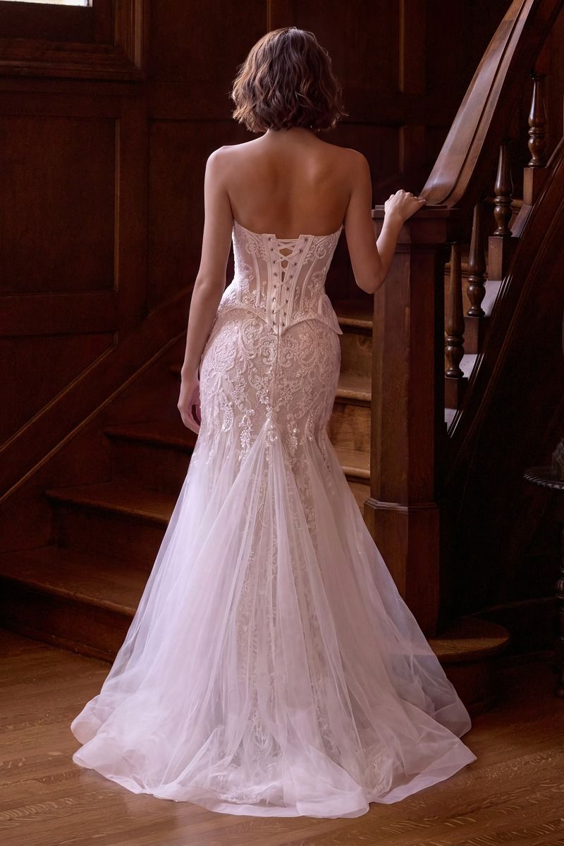 White Strapless Mermaid Evening Dress | Ladivine WL091